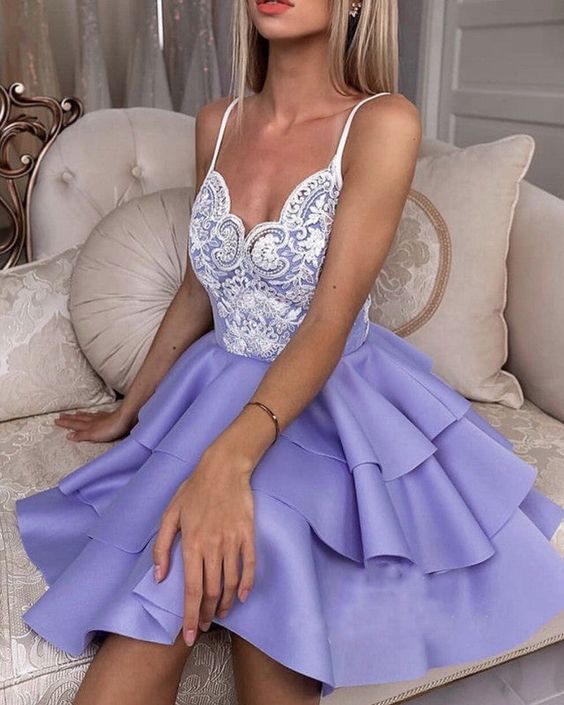Short Satin Ruffles Homecoming Dresses Occasion