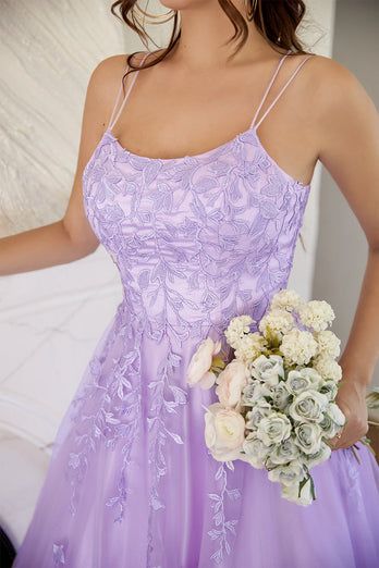 Elegant Lavender / Yellow A-line Prom Dress