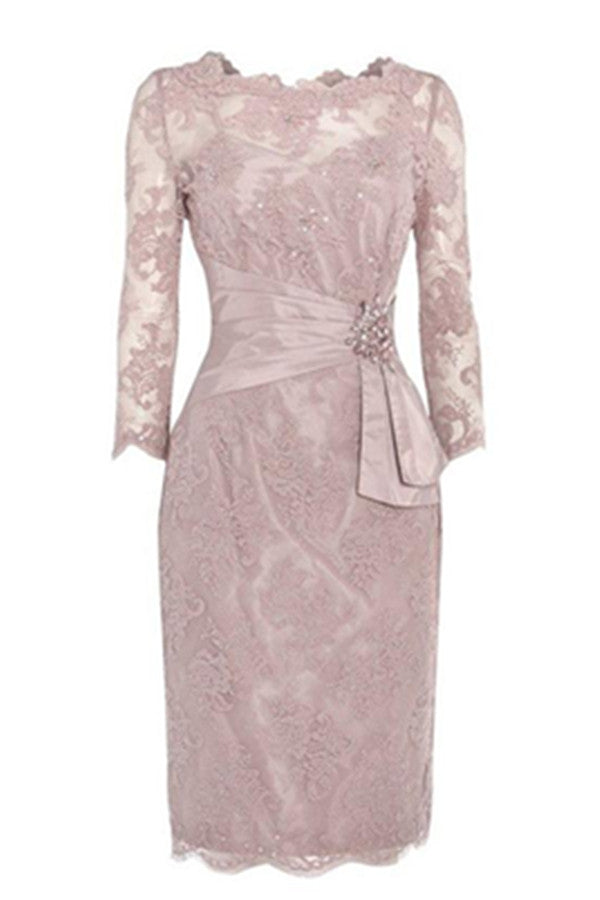 Glamorous Crystal Knee-length Homecoming Dress Bridal Of Mother Dress Lace Formal Party Dress