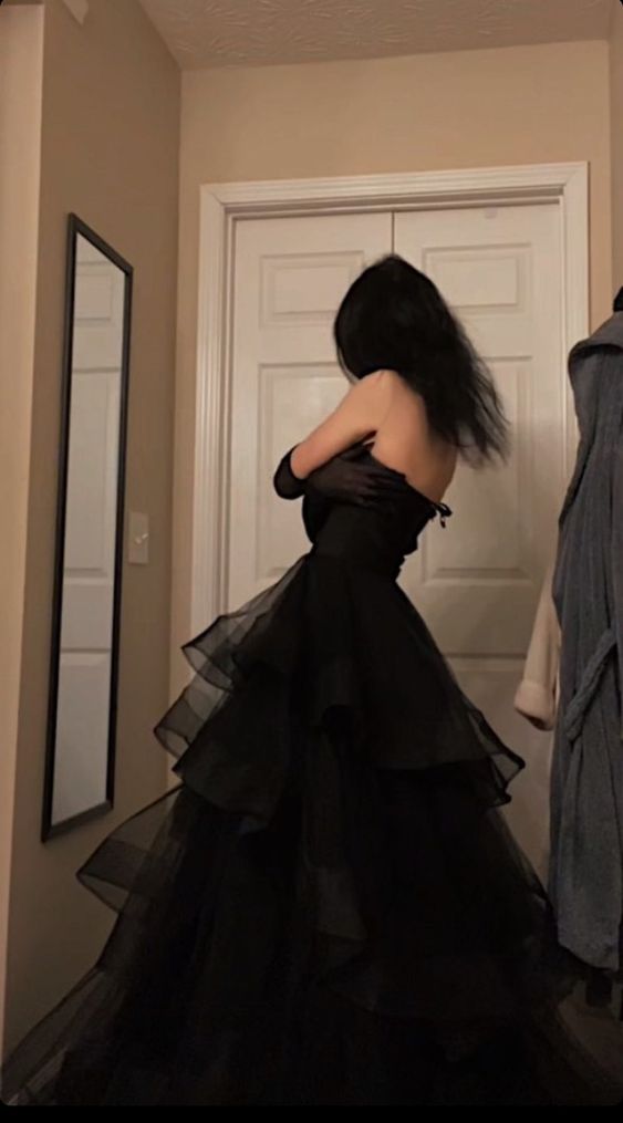 Black Rufflue Prom Dress Long Prom Dress Sweetheart Eveninng Dress
