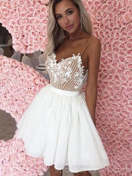 Off White Spaghetti Straps Cheap Homecoming Dresses