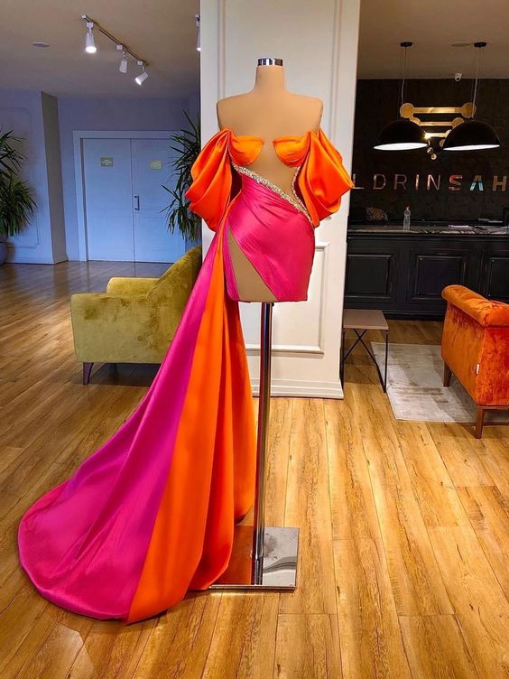 mermaid prom dresses short off the shoulder beaded elegant simple satin formal prom gown