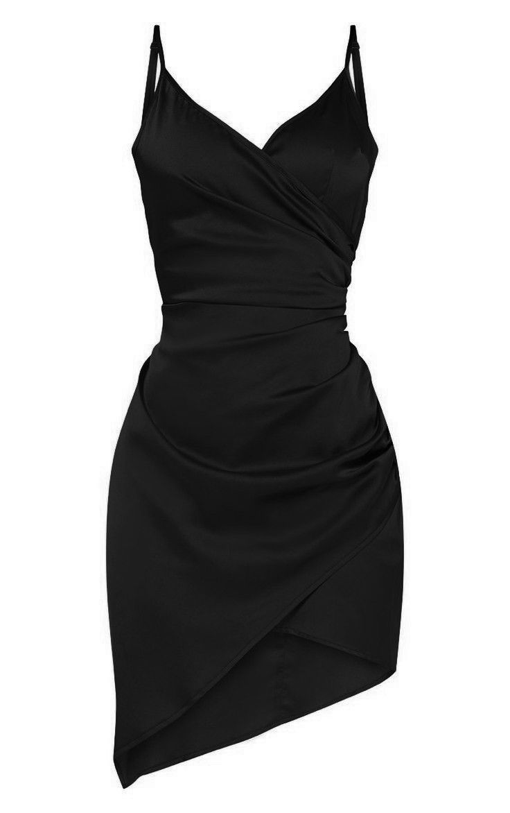 Shape Satin Wrap Dress Short Straps Homecoming Dress