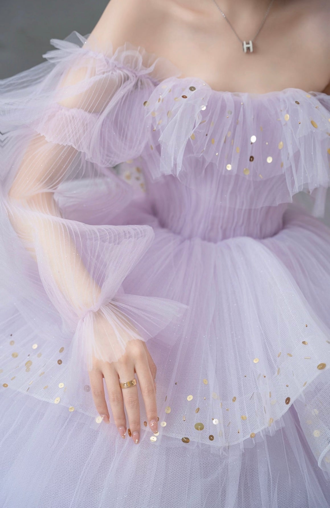 Light Purple Tulle Layers Ball Gown Princess Formal Dresses, Long Sweet 16 Dresses