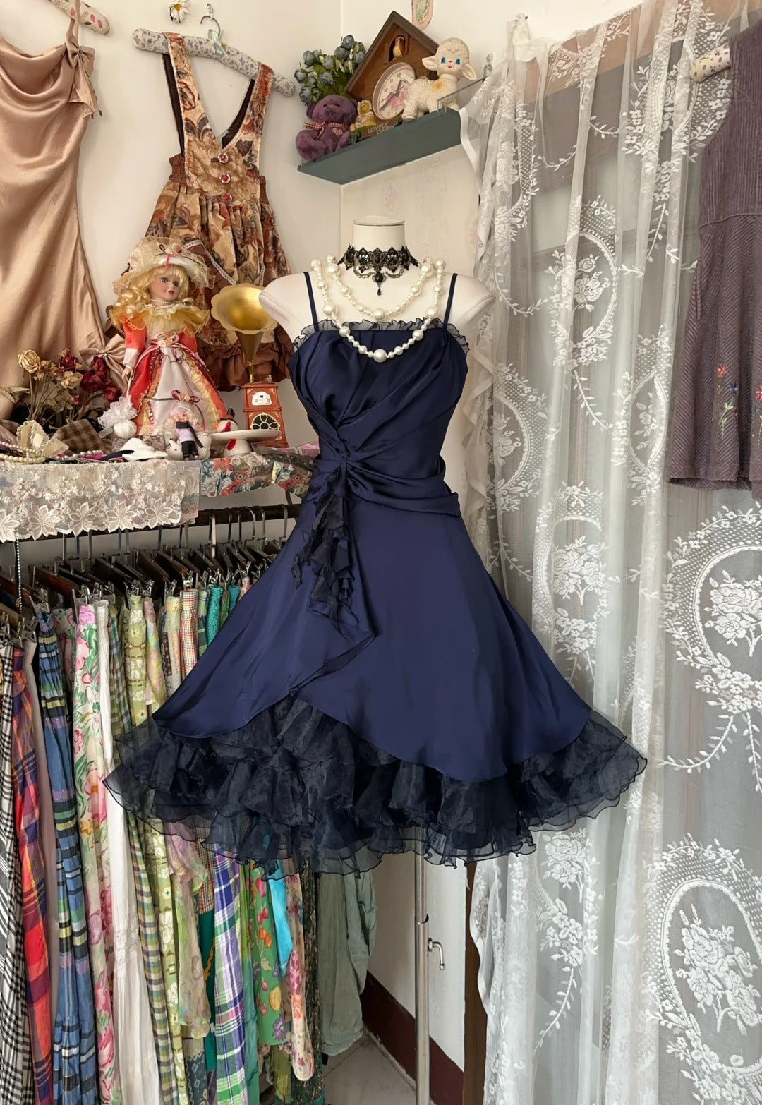 A Line Navy Blue Party Dress Short Prom Dress Birthday Dress