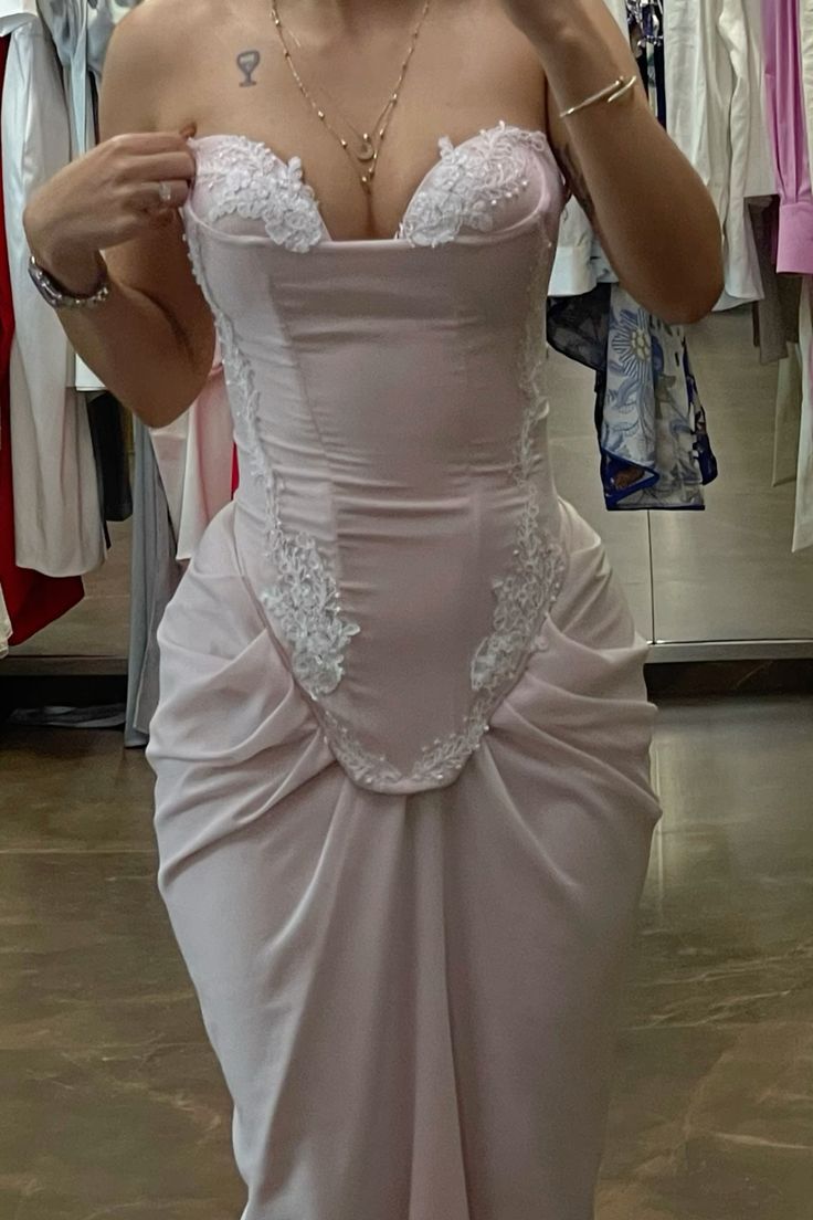 Pink strapless elegant party gowns, evening dress