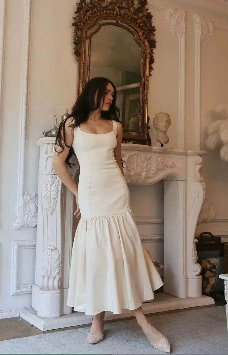 Elegant Square Neck Maxi Dress Sleeveless Women's Party Dress