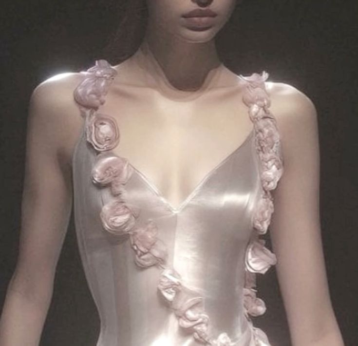 3D Flowers Sexy Long Dress,Pink V Neck Evening Party Dress