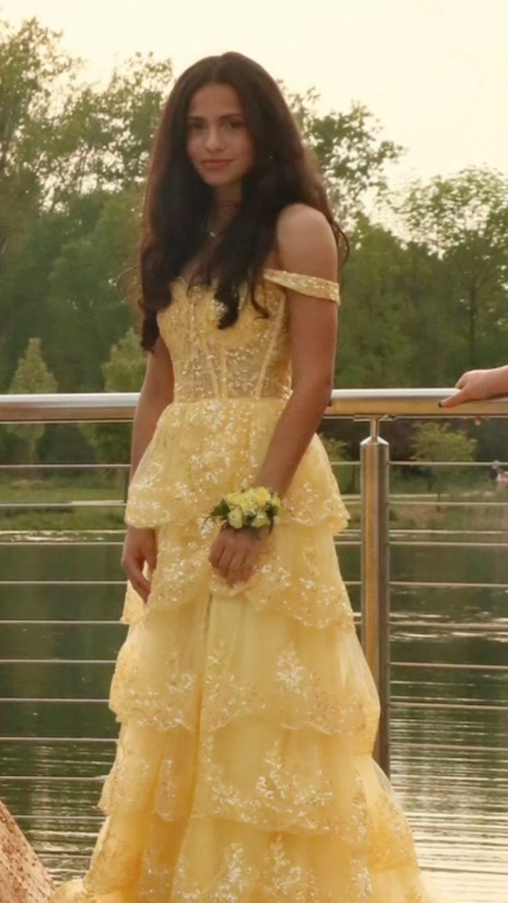 A Line Off Shoulder Yellow Long Prom Dress, Evening Party Dress