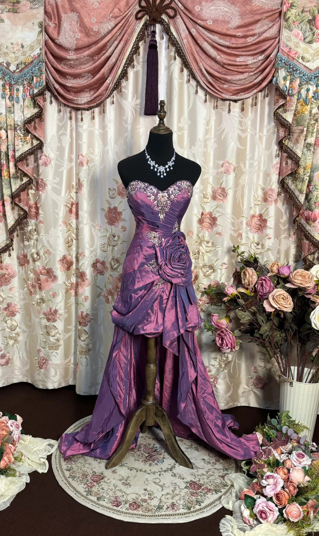 Purple Strapless Prom Dresses Long Evening Party Dress