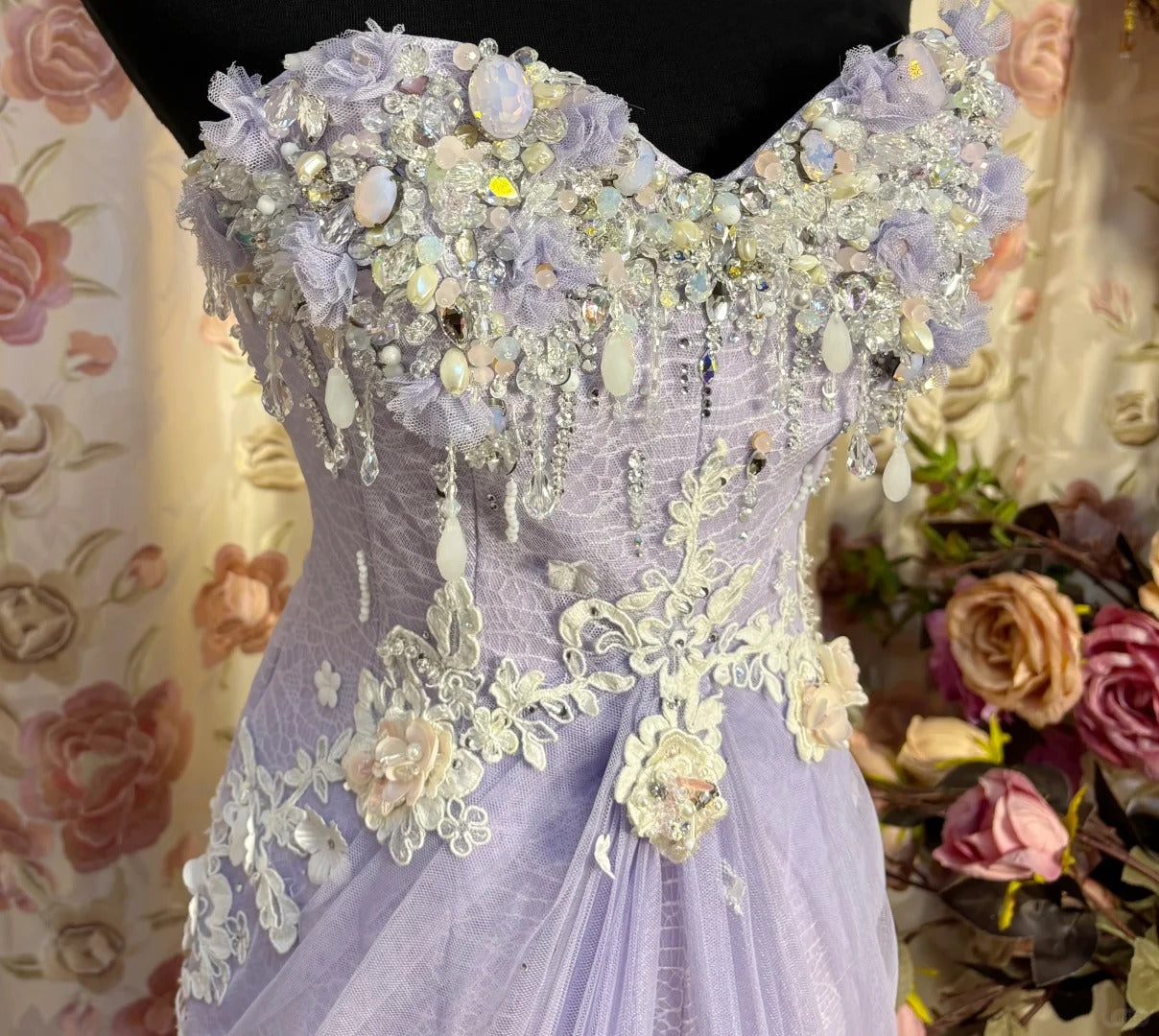 Lilac Strapless Prom Dresses Long Evening Party Dress