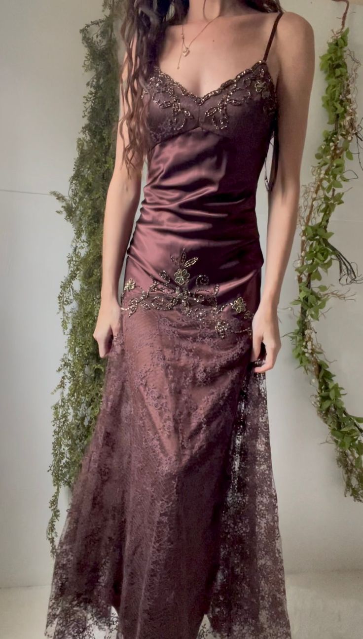 Vintage purple dress with flower accents Formal Evening Dress