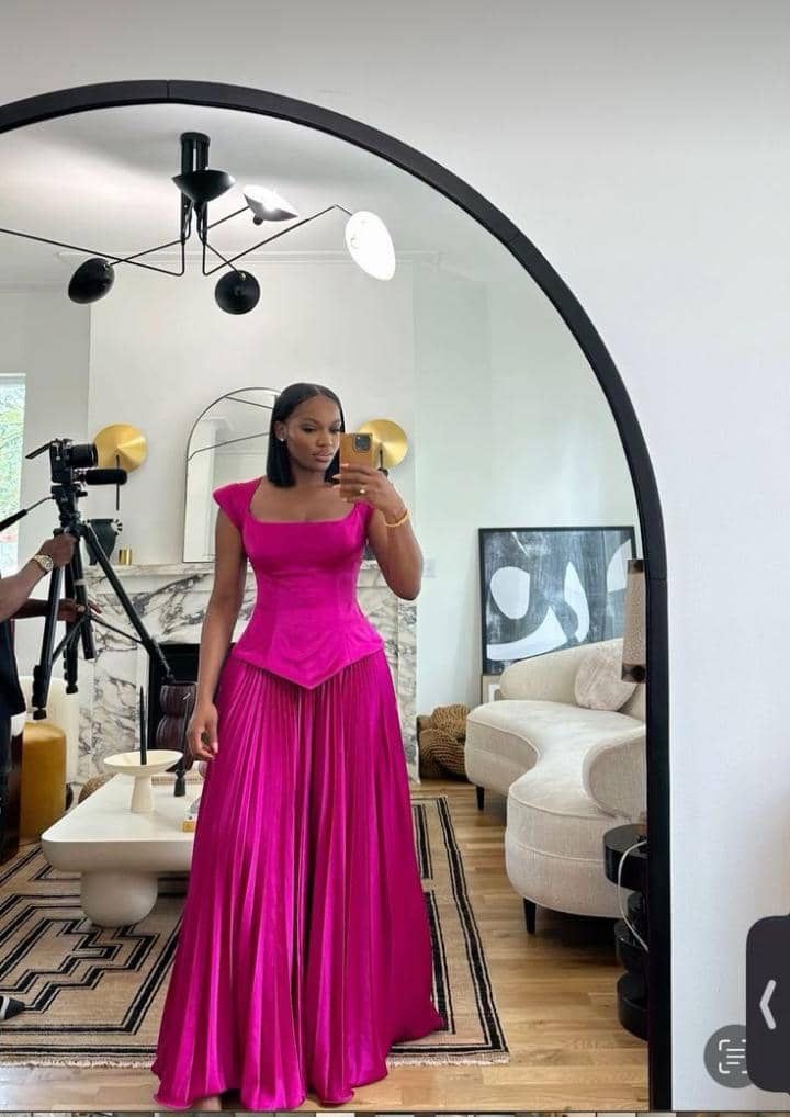 Hot Pink A Line Prom Dress Elegant Evening Party Dress