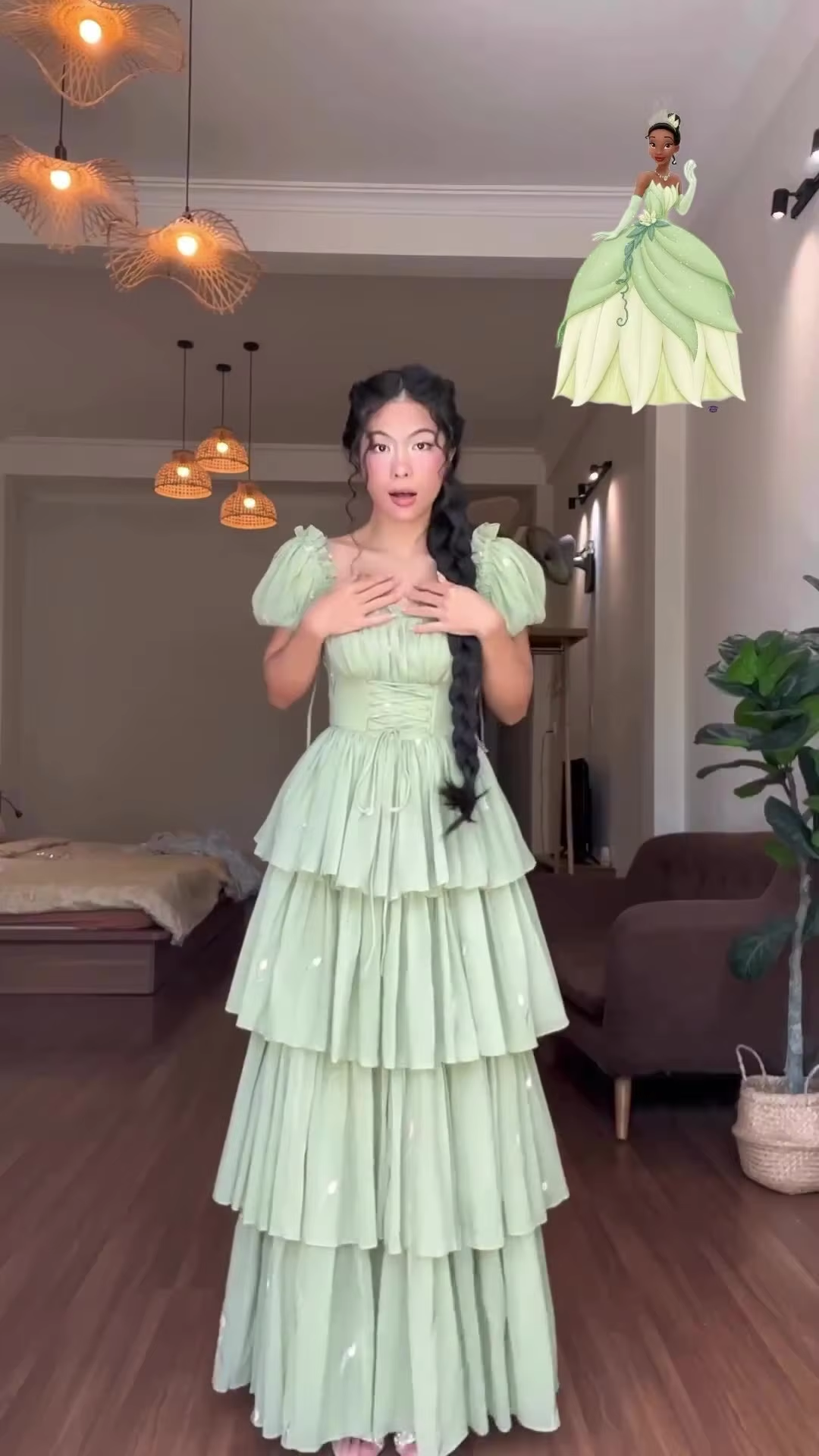 Green a-line elegant party prom formal evening dress