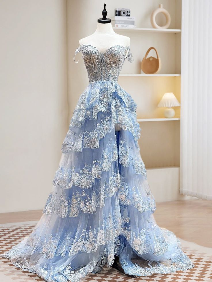 A-Line Tulle Sequin Long Prom Dress, Sequin Long Formal Dress