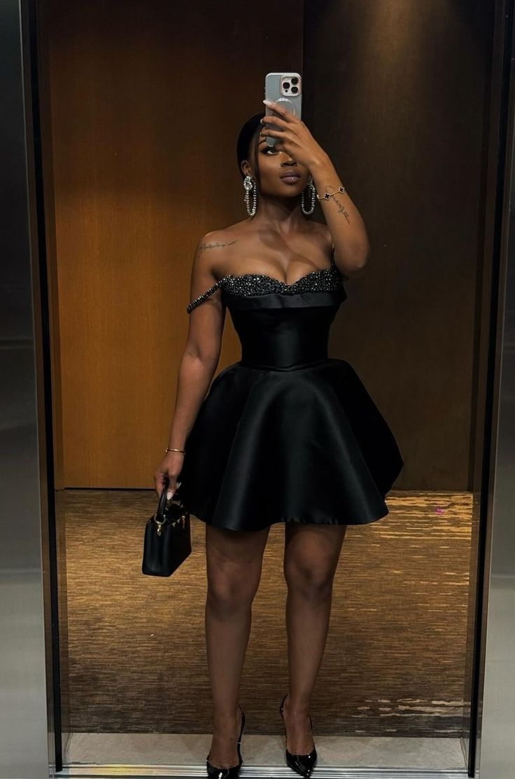 A-line Sleeveless Mini Party Dress Black Short Prom Dress