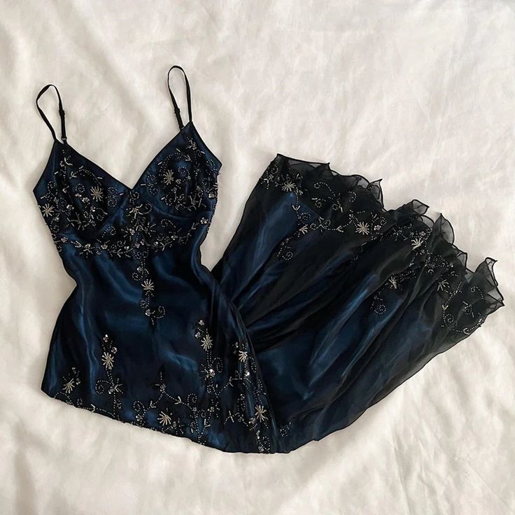 Sparkly Spaghetti Straps Green/Navy Long Prom Dress