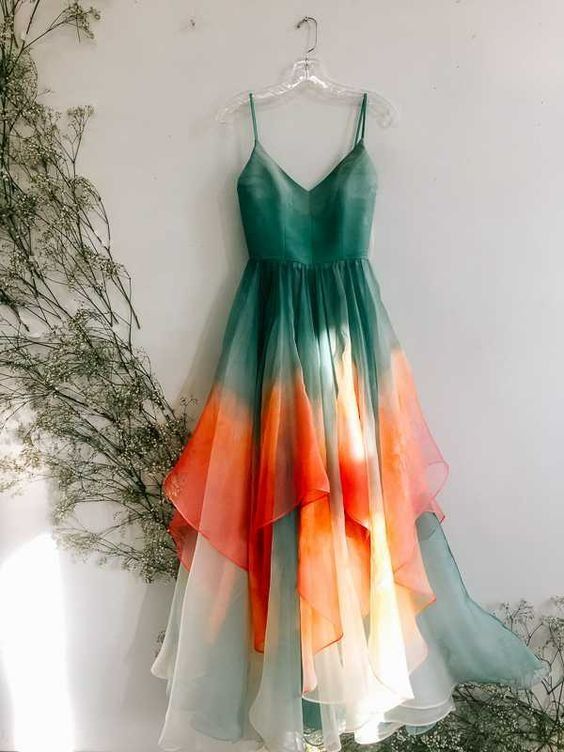 Newest Prom Dress,Spaghetti Straps Prom Dress,Chiffon Prom Dress