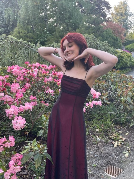 Vintage A line Straps Burgundy Long Prom Dress