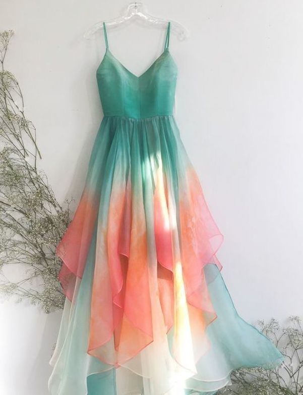 Newest Prom Dress,Spaghetti Straps Prom Dress,Chiffon Prom Dress