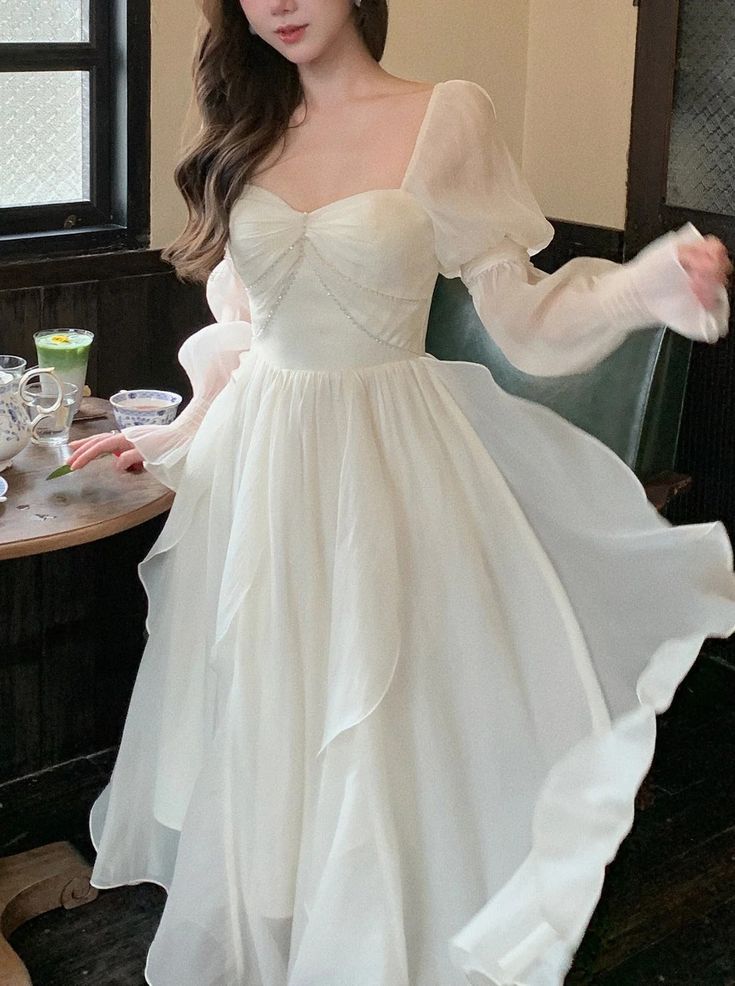 Women Casual Princess Party Dress Vintage A-line Birthday Dress Evening Dress