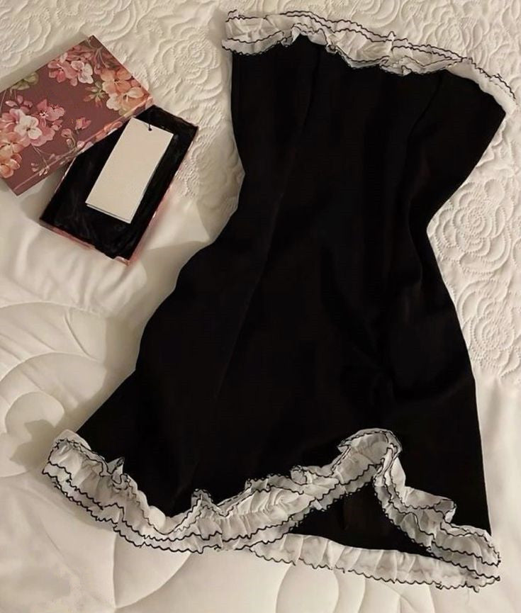 Black mini dress with lace, Birthday Outfits Homecoming Dress