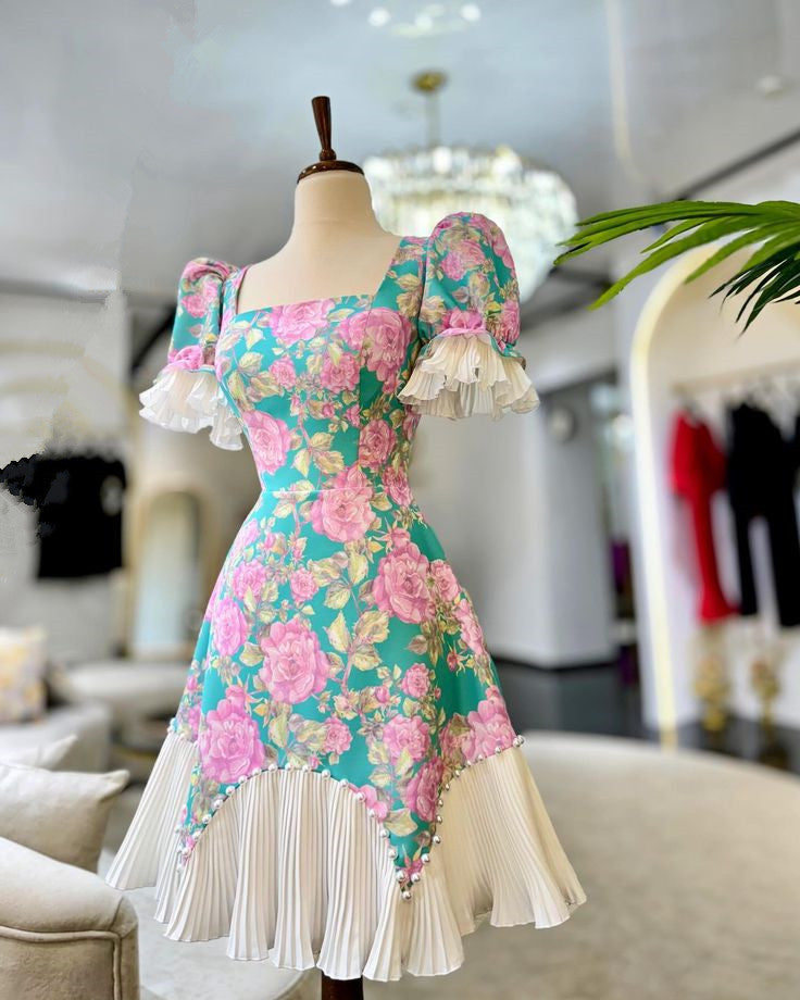 Square neck Birthday Outfits, Short Prom Dress , Homecoming Dress
