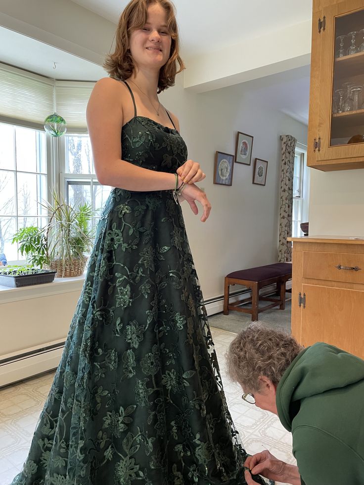 A Line Evening Dress Emerald green prom dress