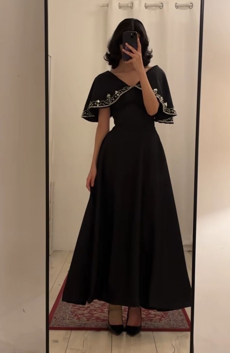 Black A line Long Prom Dress,Black Evening Dress