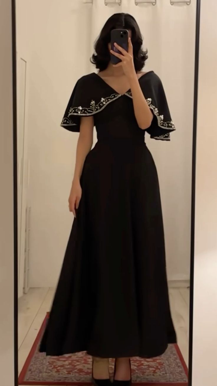 Black A line Long Prom Dress,Black Evening Dress