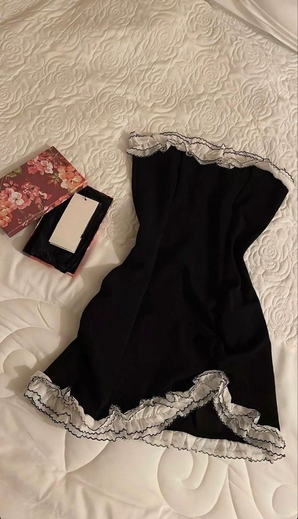 Black mini dress with lace, Birthday Outfits Homecoming Dress