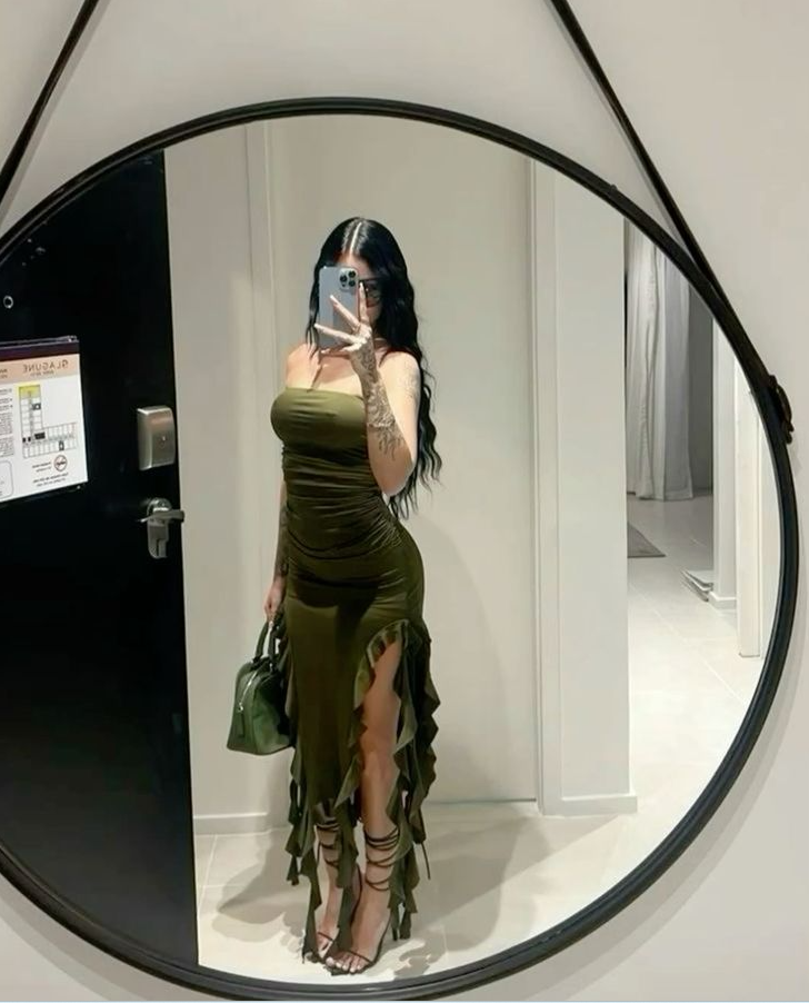 Olive Green Strapless Tight Party Dress prom evening dress