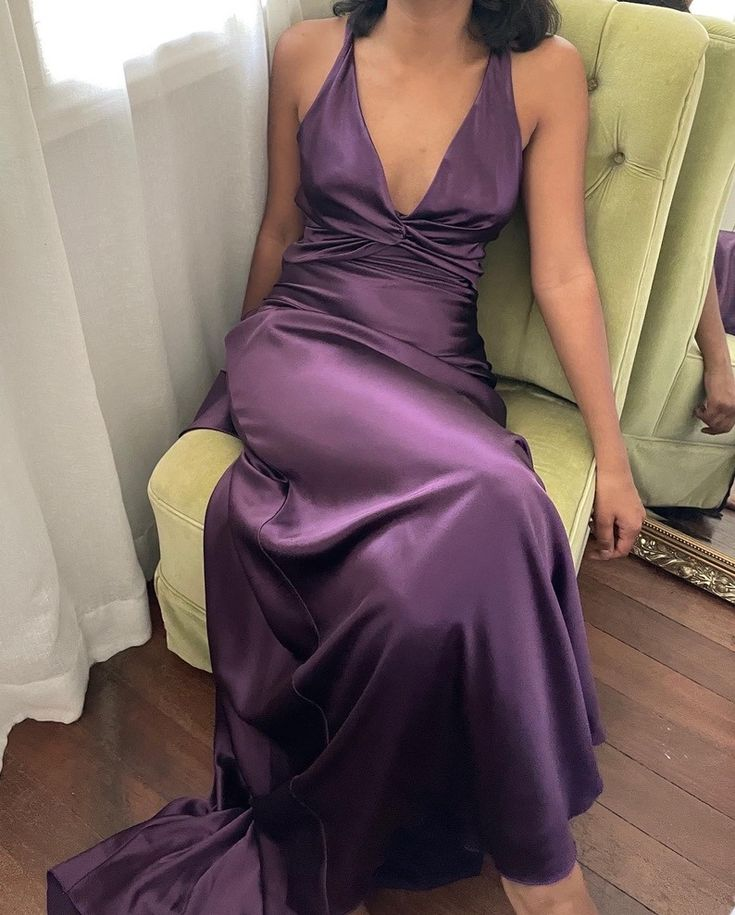 Sexy Backless Purple Long Party Dress Formal Evening Dress Prom Gown