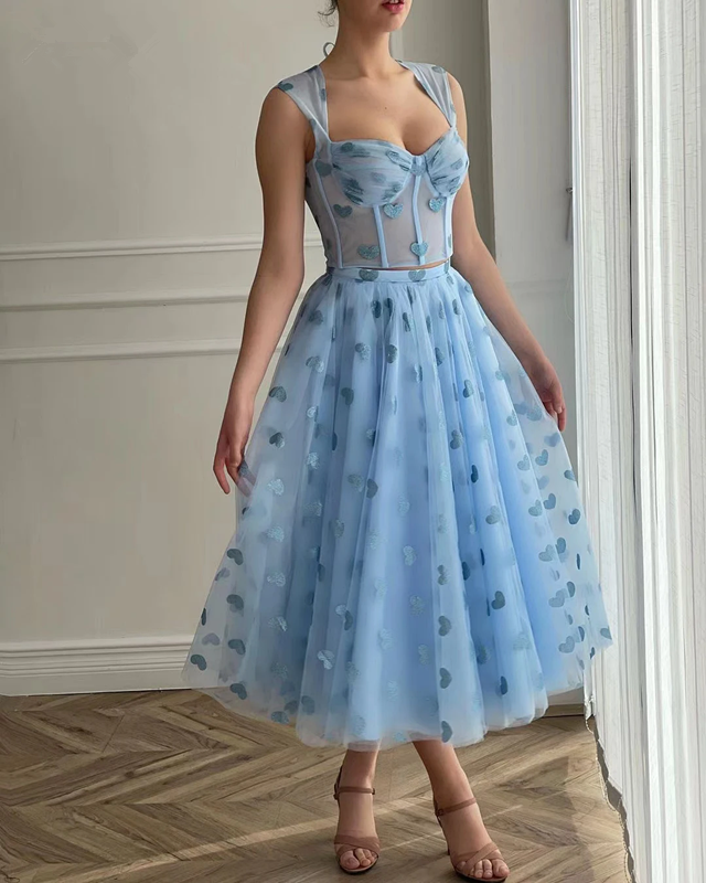 Tea Length Celebrity Dress Sleeveless Summer Dress Evening Dress