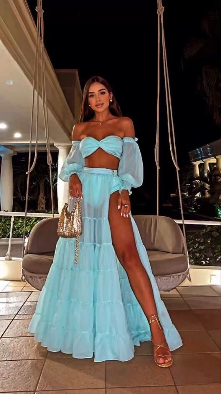 Two Piece Long Prom Dress Sexy Prom Dress