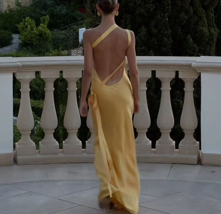 Sexy Backless Stain Dress Women Elegant Sleeveless Maxi Dresses 2025 Evening Dresses