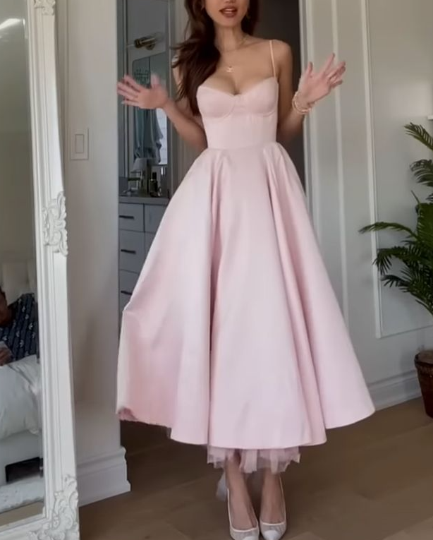 Women's Sleeveless Midi Dress Pink Evening Gown