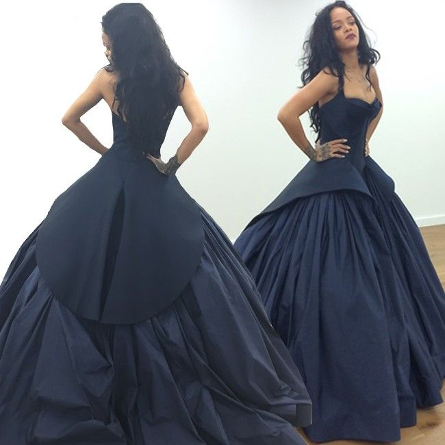 Navy Blue Satin Pleated Prom Dress A Line Birthday Ball Gown