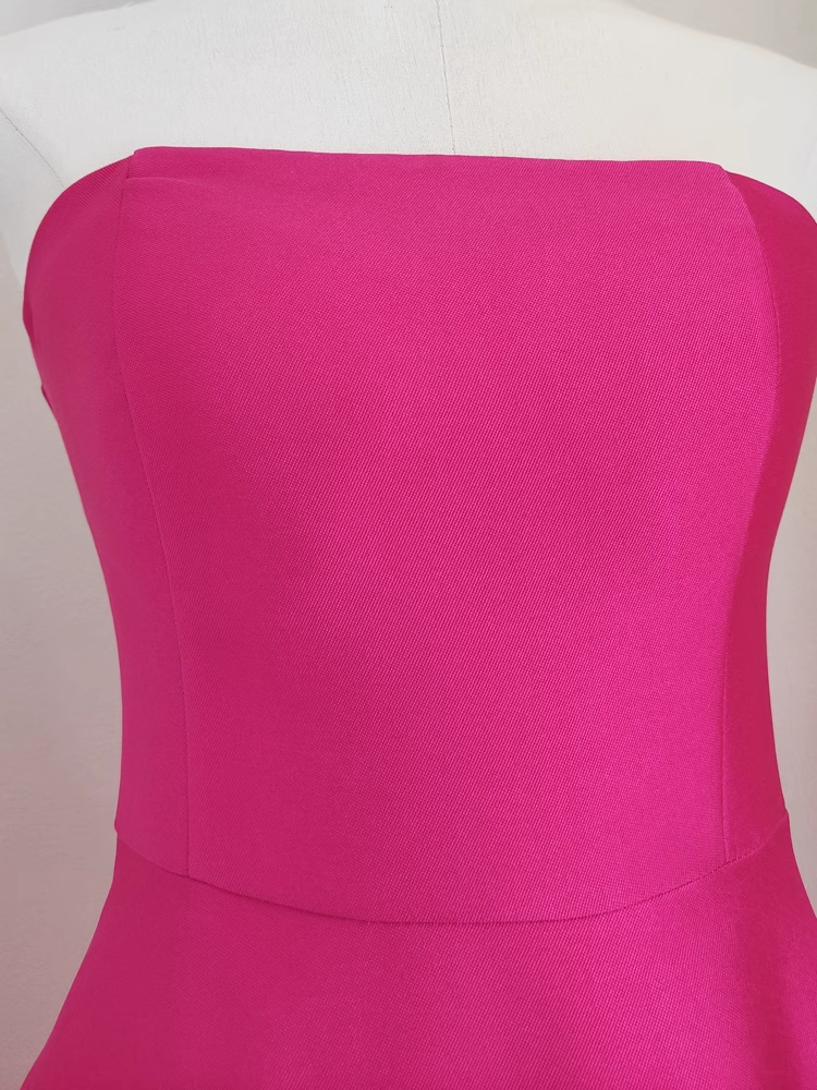 Cheap A line Strapless Hot Pink Satin Short Homecoming Dresses Birthday Outfits