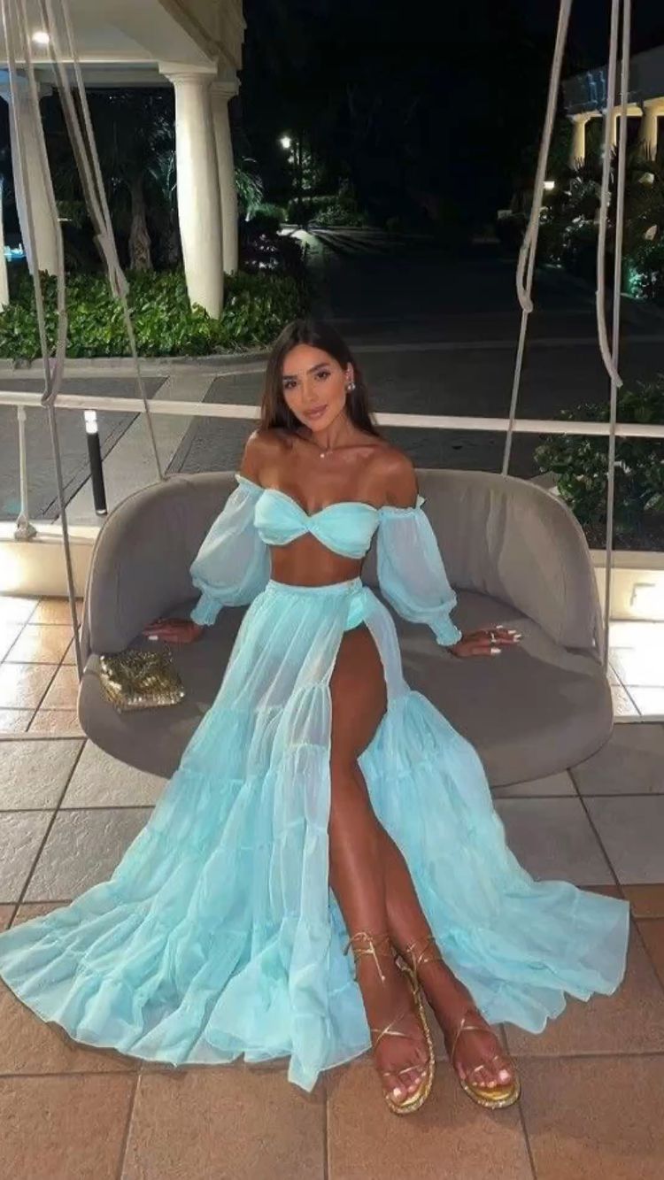 Two Piece Long Prom Dress Sexy Prom Dress