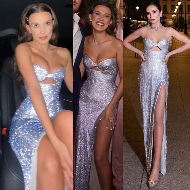 Sexy Mermaid Strapless Sequin Long Prom Dress Lilac Slit Party Evening Dress
