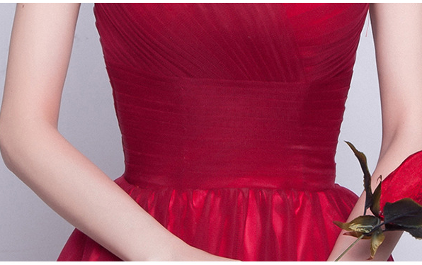 Cute red tulle V-neck short prom dress,homecoming dress