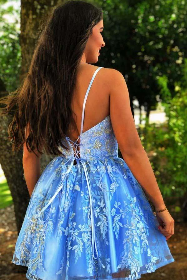 A-Line Spaghetti Straps Short/Mini Sleeveless Sweet 16 Dress Homecoming Dress