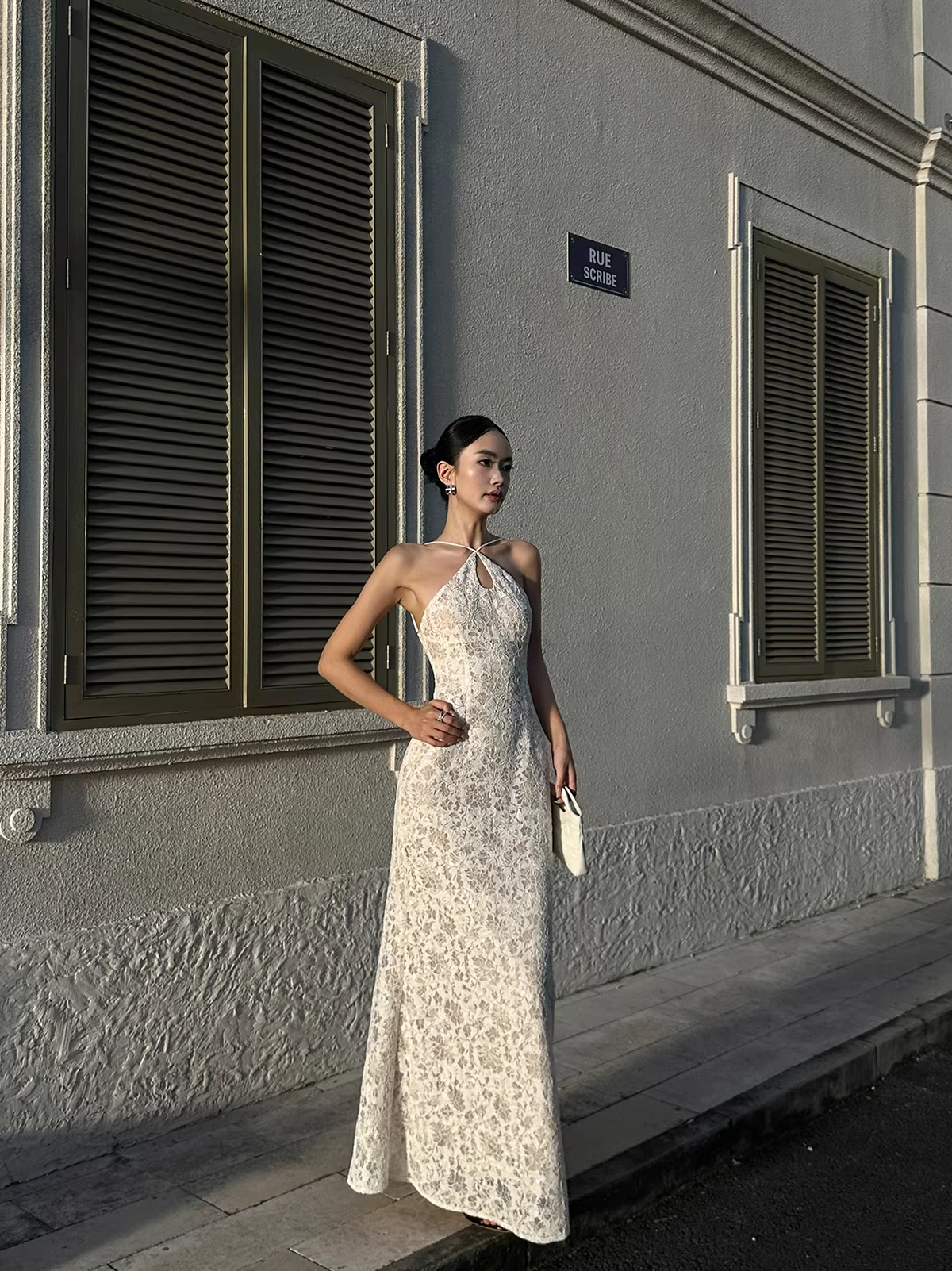 Glamorous Beige Sleeveless Lace Mermaid Slit Long Evening Dress Formal Birthday Party Gown