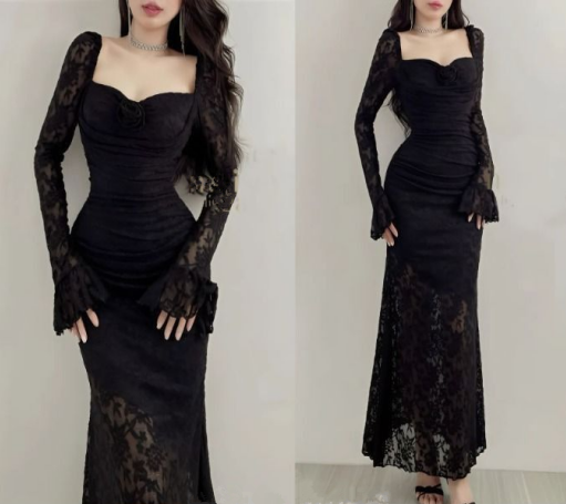 Charming Lace Mermaid Evening Dress Sexy Prom Dress
