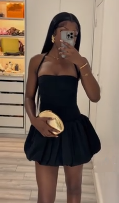 Sexy Black Halter Satin A Line Short Party Dress Formal Graduation Homecoming Dress