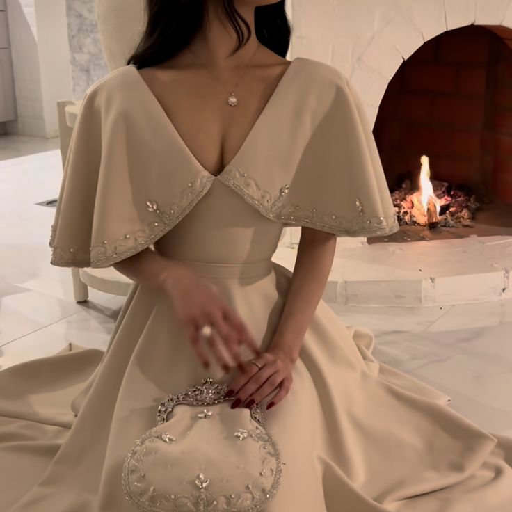 Elegant A line Prom Dress,Ivory Evening Dress Formal Prom Gown