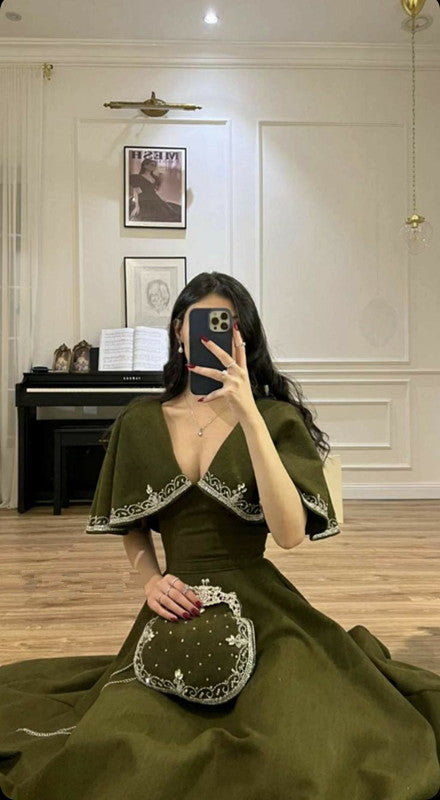 Elegant A line Prom Dress,Green Evening Dress Formal Prom Gown