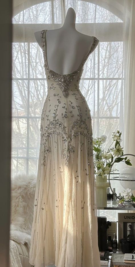 Chic Ivory Chiffon Beaded Mermaid Long Party Dress Evening Dresses