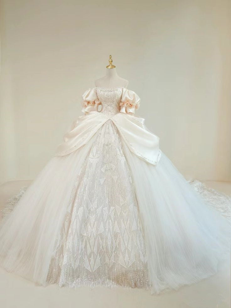A-line Evening Gown Long Party Prom Dresses Strapless Wedding Dresses
